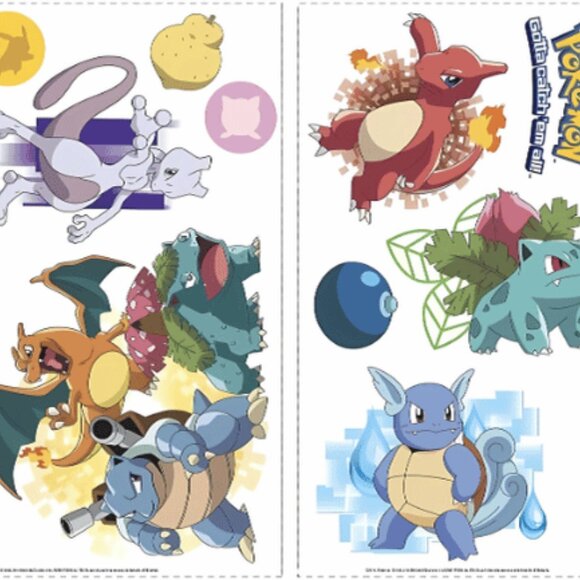 Pokémon Stickers Starter Set w Pikachu - Peel and Stick Wall Decals (Pack of 24) - Picture 4 of 7